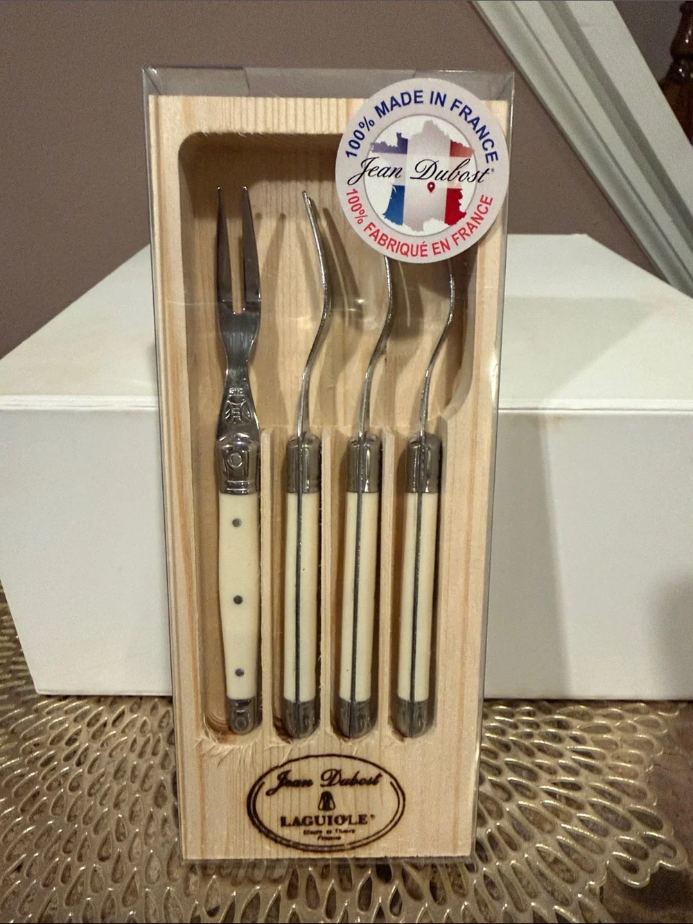 Jean Dubost Laguiole Cheese Forks, Set of 4